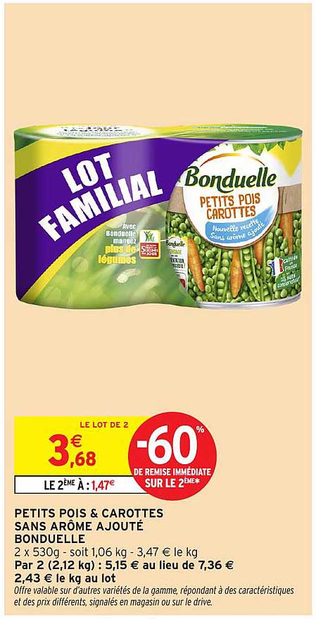 PETITS POIS & CAROTTES SANS ARÔME AJOUTÉ BONDUELLE