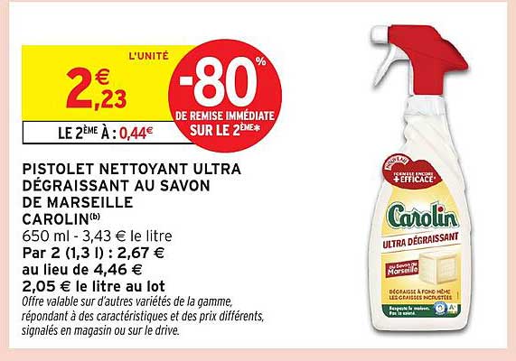 PISTOLET NETTOYANT ULTRA DÉGRAISSANT AU SAVON DE MARSEILLE CAROLIN