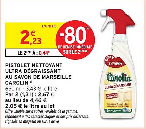 PISTOLET NETTOYANT ULTRA DÉGRASSANT AU SAVON DE MARSEILLE CAROLIN