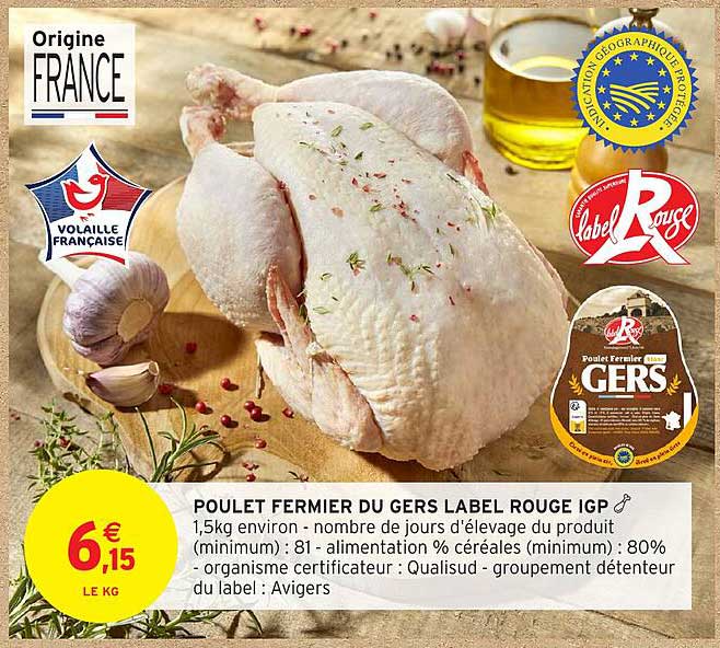 POULET FERMIER DU GERS LABEL ROUGE IGP