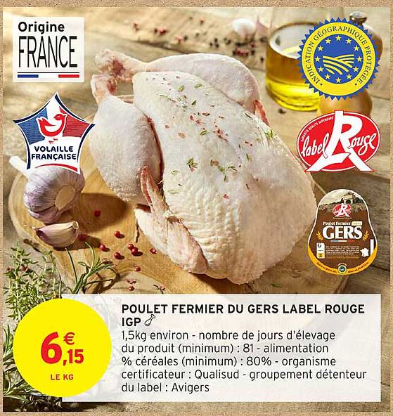 POULET FERMIER DU GERS LABEL ROUGE IGP