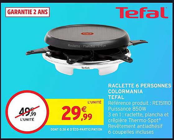 RACLETTE 6 PERSONNES COLORMANIA TEFAL