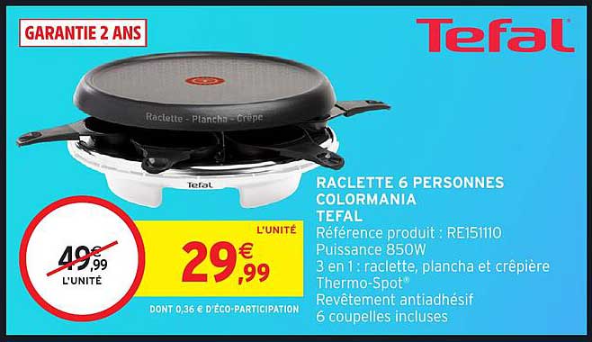 RACLETTE 6 PERSONNES COLORMANIA TEFAL