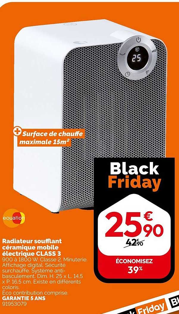 Radiateur soufflant céramique mobile électrique CLASS 3