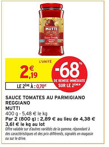 SAUCE TOMATES AU PARMIGIANO REGGIANO