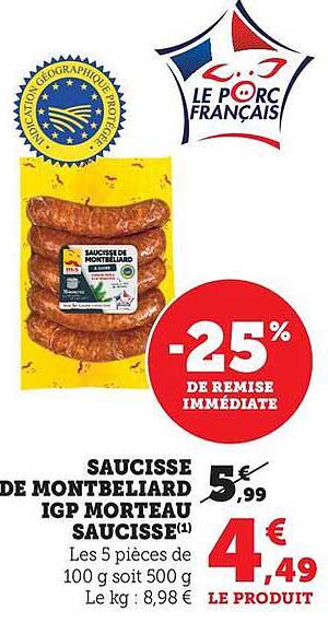 SAUCISSE DE MONTBELIARD IGP MORTEAU