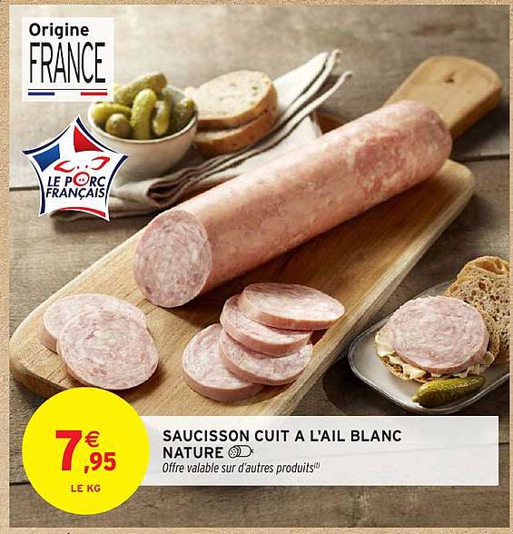SAUCISSON CUIT A L'AIL BLANC NATURE