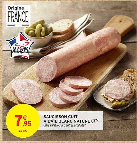 SAUCISSON CUIT A L'AIL BLANC NATURE