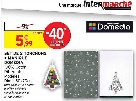 SET DE 2 TORCHONS + MANIQUE DOMÉDIA