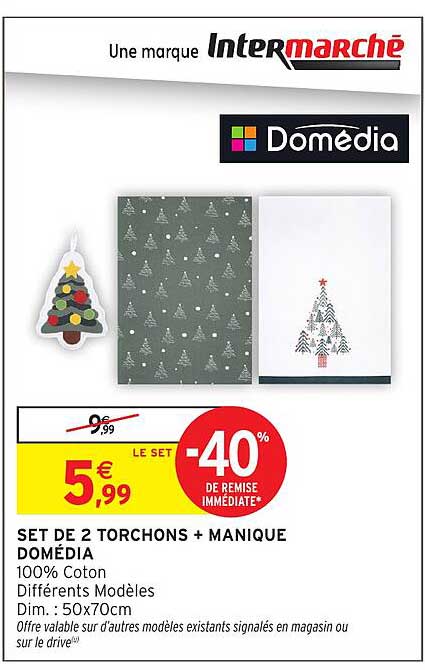 SET DE 2 TORCHONS + MANIQUE DOMÉDIA