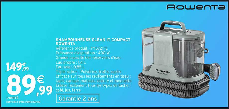 SHAMPOUINEUSE CLEAN IT COMPACT ROWENTA