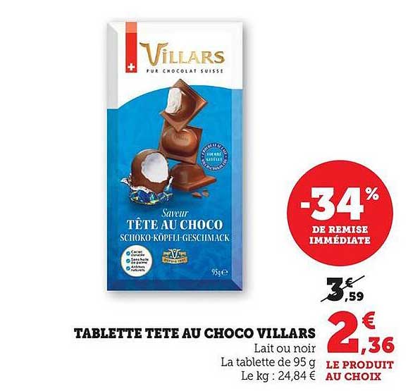 TABLETTE TETE AU CHOCO VILLARS