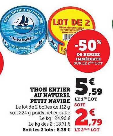 THON ENTIER AU NATUREL PETIT NAVIRE