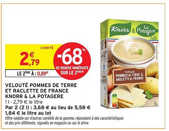 VELOUTÉ POMMES DE TERRE ET RACLETTE DE FRANCE