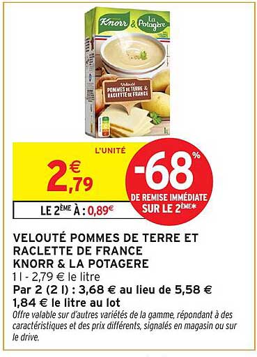 VELOUTÉ POMMES DE TERRE ET RACLETTE DE FRANCE