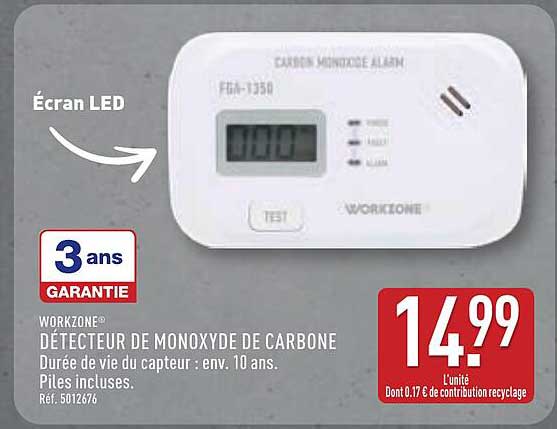 Promo Détecteur De Monoxyde De Carbone chez ALDI - 123Catalogue.fr