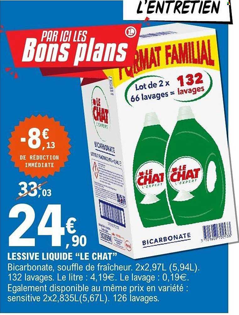 Promo Lessive Liquide "Le Chat" chez E.Leclerc - 123Catalogue.fr