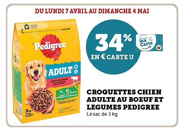 CROQUETTES CHIEN ADULTE AU BOEUF ET LEGUMES PEDIGREE