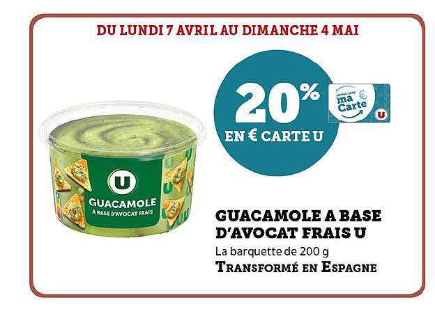 GUACAMOLE A BASE D'AVOCAT FRAIS U