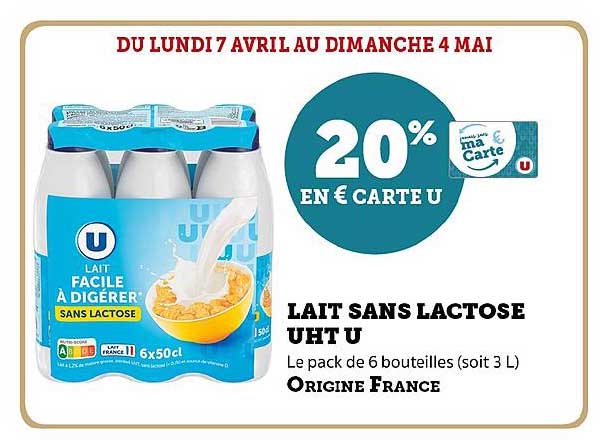 LAIT SANS LACTOSE UHT U