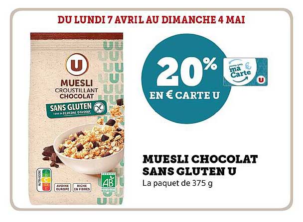 MUESLI CHOCOLAT SANS GLUTEN U