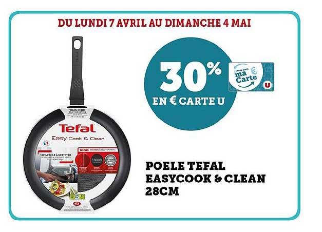 POELE TEFAL EASYCOOK & CLEAN 28CM