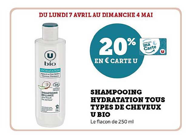 SHAMPOOING HYDRATATION TOUS TYPES DE CHEVEUX U BIO