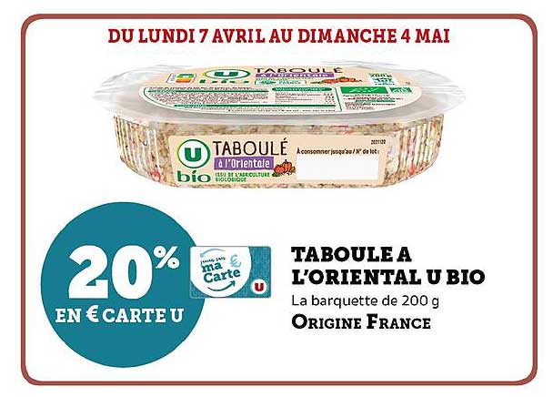TABOULE A L’ORIENTAL U BIO