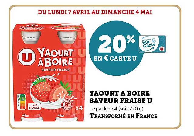YAOURT A BOIRE SAVEUR FRAISE U