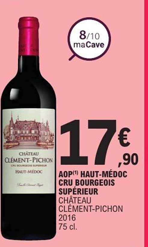 AOP(1) HAUT-MÉDOC CRU BOURGEOIS SUPÉRIEUR CHÂTEAU CLÉMENT-PICHON 2016 75 cl.