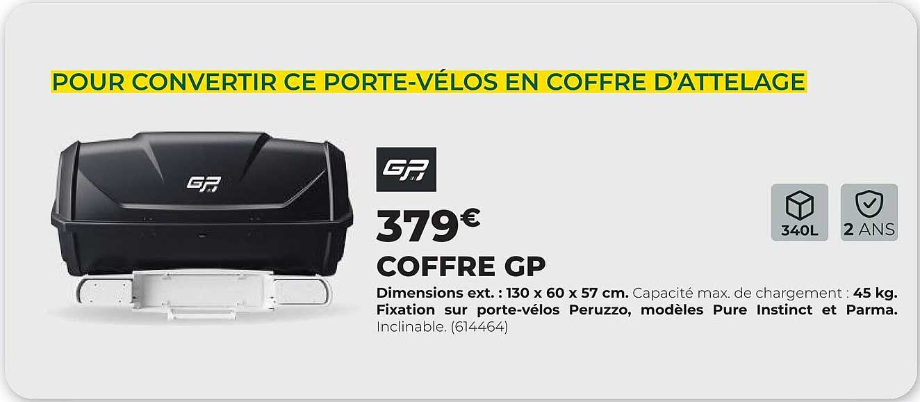 POUR CONVERTIR CE PORTE-VÉLOS EN COFFRE D’ATTELAGE