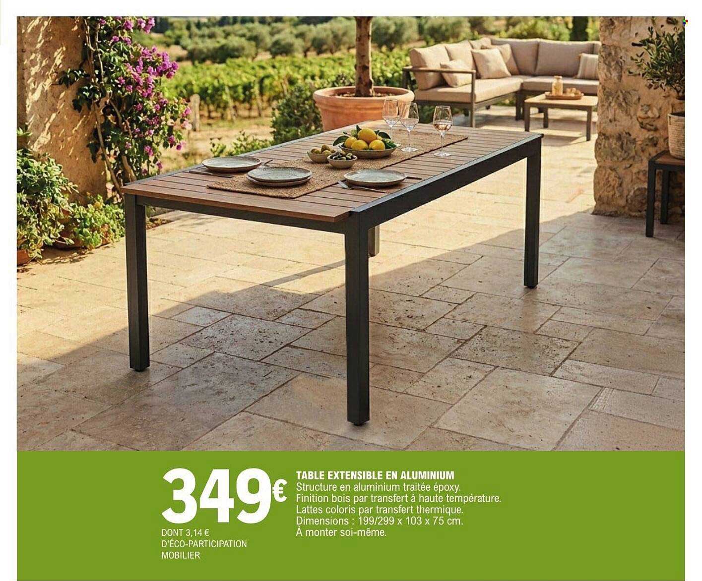 Promo Table Extensible En Aluminium chez E.Leclerc - 123Catalogue.fr