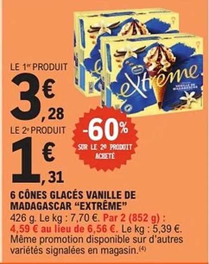 6 Cônes Glacés Vanille de Madagascar "Extrême"