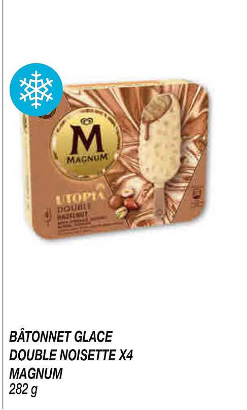 BÂTONNET GLACE DOUBLE NOISETTE X4 MAGNUM