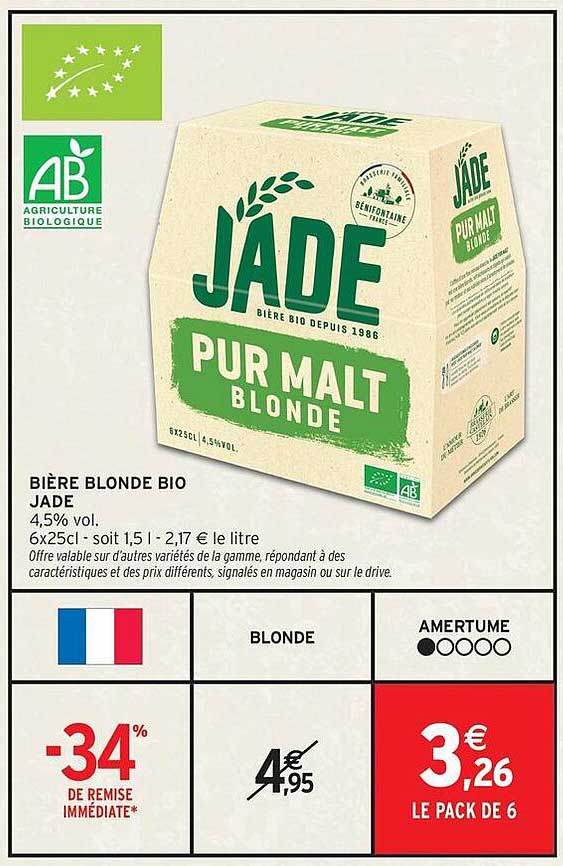 Bière blonde bio Jade