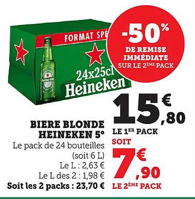 BIÈRE BLONDE HEINEKEN 5°