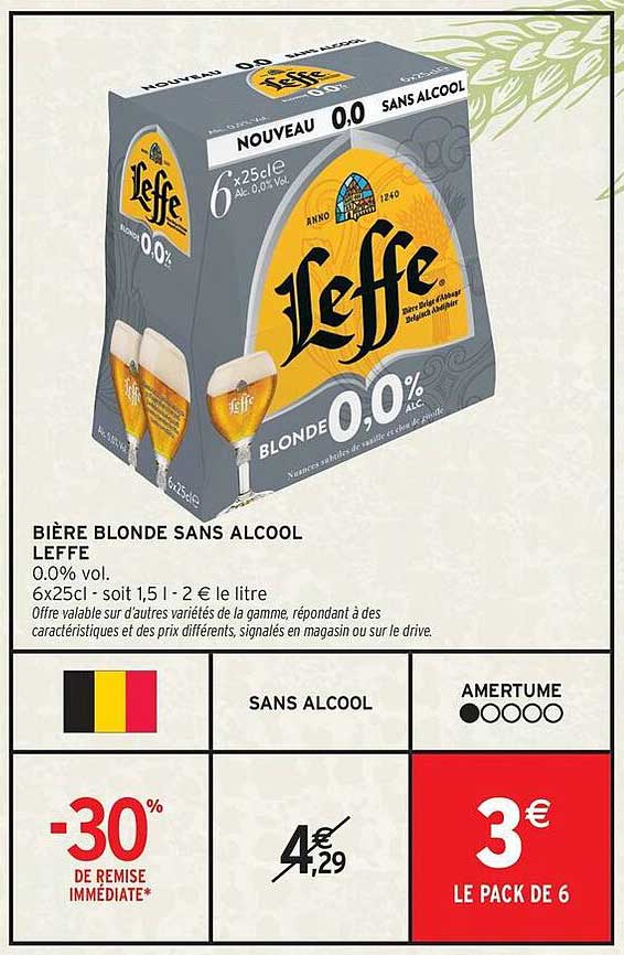 BIÈRE BLONDE SANS ALCOOL LEFFE
