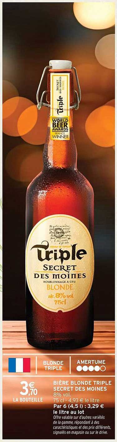 BIÈRE BLONDE TRIPLE SECRET DES MOINES
