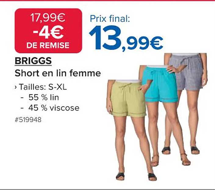 BRIGGS Short en lin femme