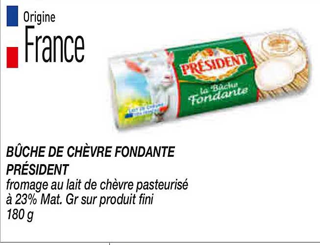 BÛCHE DE CHÈVRE FONDANTE PRÉSIDENT