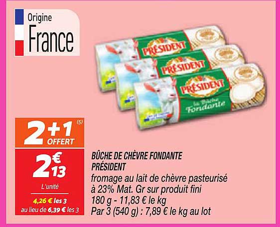 BÛCHE DE CHÈVRE FONDANTE PRÉSIDENT