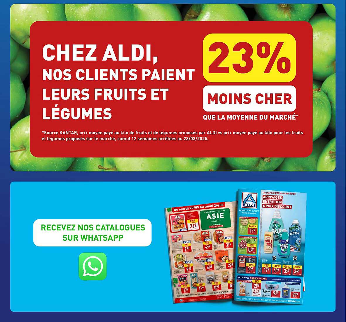 CHEZ ALDI, NOS CLIENTS PAYENT LEURS FRUITS ET LÉGUMES 23% MOINS CHER QUE LA MOYENNE DU MARCHÉ*