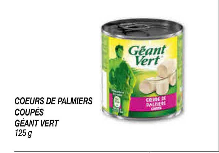 Coeurs de palmiers coupés GÉANT VERT 125 g