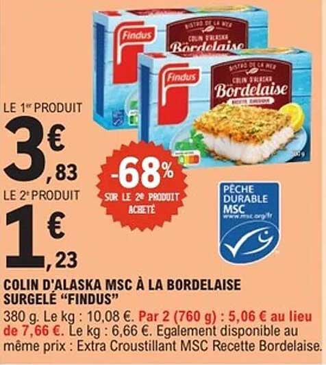 COLIN D'ALASKA MSC À LA BORDELAISE SURGELÉ “FINDUS”