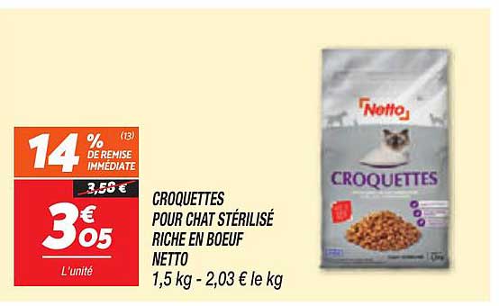 CROQUETTES POUR CHAT STÉRILISÉ RICHE EN BOEUF NETTO