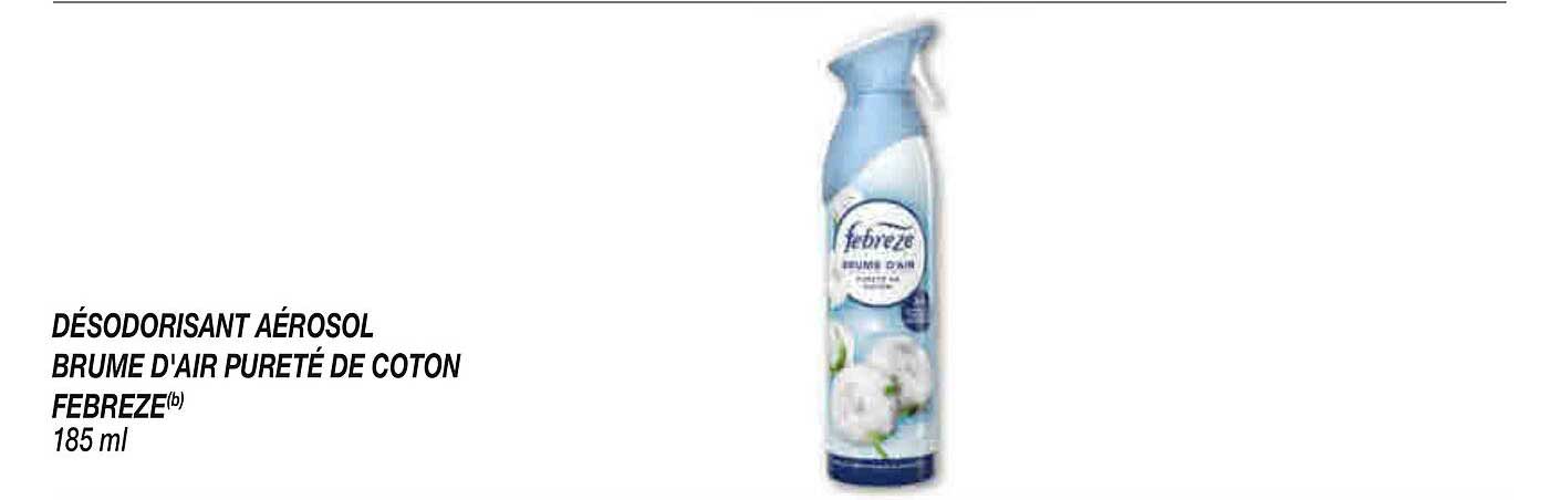 DÉSODORISANT AÉROSOL BRUME D'AIR PURETÉ DE COTON FEBREZE 185 ml