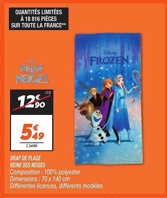 DRAP DE PLAGE REINE DES NEIGES