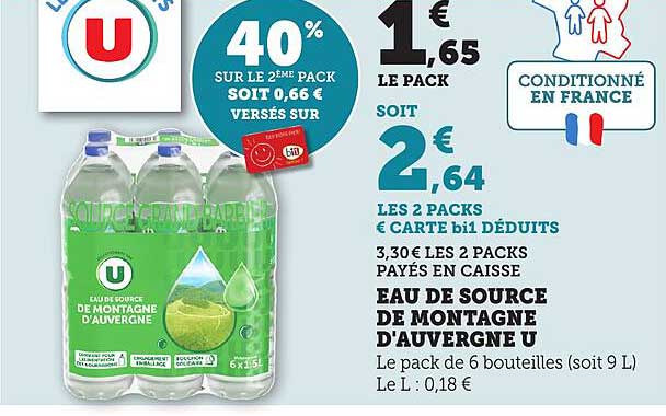 EAU DE SOURCE DE MONTAGNE D'AUVERGNE U