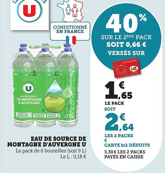 EAU DE SOURCE DE MONTAGNE D'AUVERGNE U