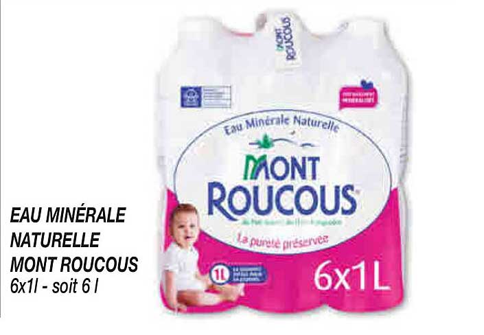 EAU MINÉRALE NATURELLE MONT ROUCOUS 6x1L - soit 6 l
